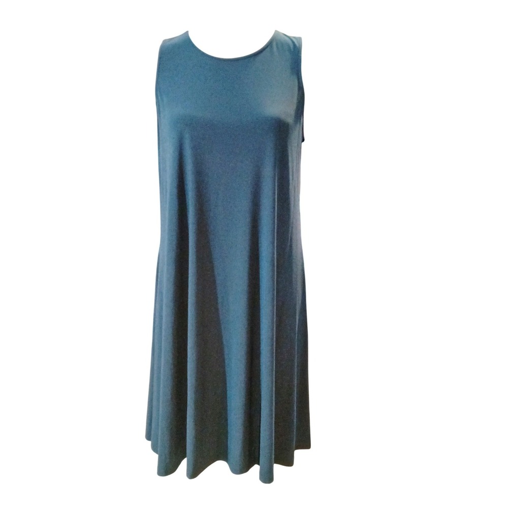 Anne Klein Sz M Womens Juniper Teal Sleeveless Keyhole Swing Dress  New Stretch